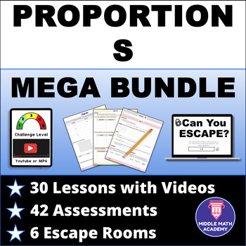 Preview of Ratios and Proportions ⭐ MEGA BUNDLE ⭐ Lessons | Assessments | Escape Rooms