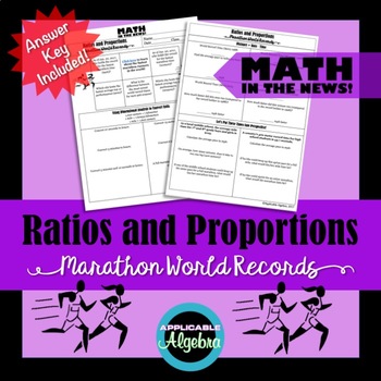 Preview of Ratios and Proportions - Marathon World Records - Math in the News!