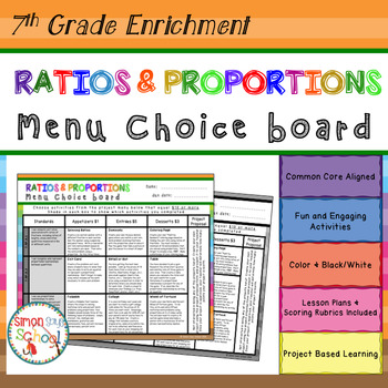 Preview of 7th Grade Ratios & Proportions Relationships Choice Board - Distance Learning