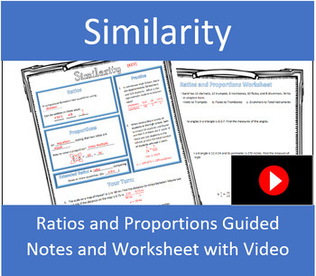 Preview of Ratios and Proportions Similarity Guided Notes with Video