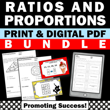 Preview of Equivalent Ratios and Proportions 6th Grade Math Pre Assessment 7th Grade Review