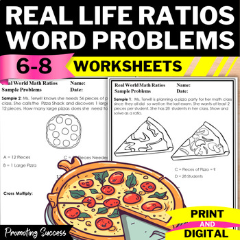 Preview of Ratios and Proportions Word Problems Story Problems Activity Worksheets 6th Gr
