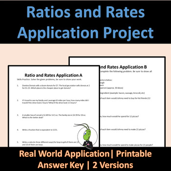 Preview of Ratios and Rates Pizza Application Project | PreAlgebra