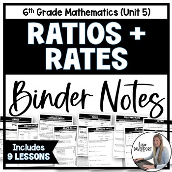Preview of Ratios and Rates Binder Notes Bundle for 6th Grade Math
