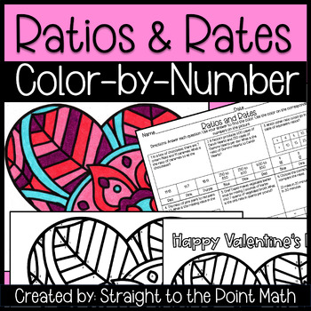 Preview of Ratios and Rates | Color by Number Activity | Middle School | Valentine's Day