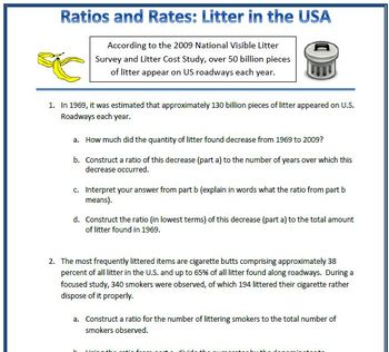 Preview of Ratios and Rates: Litter in the USA