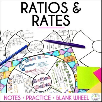 Preview of Ratios and Rates Guided Notes and Practice 6th Grade Math Doodle Wheel