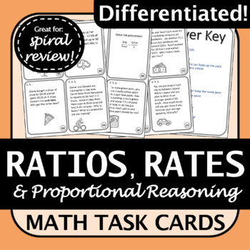 Preview of BC Math 8 Ratios and Rates Task Cards | Versatile Differentiated & Engaging