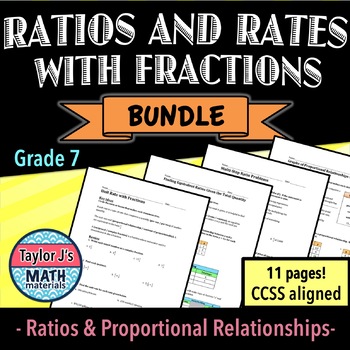 Preview of Ratios and Rates with Fractions Worksheet Bundle