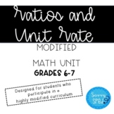 Ratios and Unit Rate- Modified Unit for Special Education 