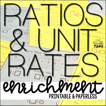 Preview of Ratios and Unit Rates Enrichment Activities - Middle School Math Challenges