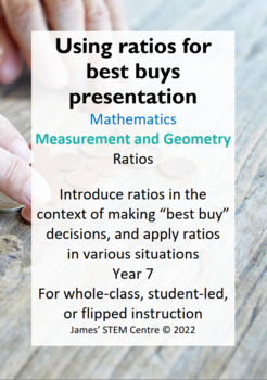 Preview of Ratios for best buys presentation - AC Year 7 Maths - Measurement and Geometry