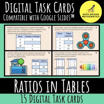 Preview of Ratios in Tables - Digital Task Cards with Google Slides™