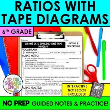 Preview of Ratios with Tape Diagrams Notes & Practice | + Interactive Notebook Pages