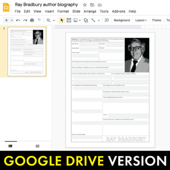 english worksheet literature Author Study Ray Worksheet, Bradbury Biography Easy