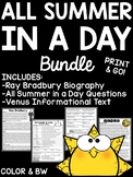 All Summer in a Day by Ray Bradbury Reading Comprehension Bundle