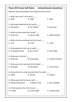 Ray Bradbury "There Will Come Soft Rains" worksheets by Peter D | TpT