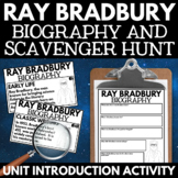Ray Bradbury Unit - Biography Scavenger Hunt - Reading Pas