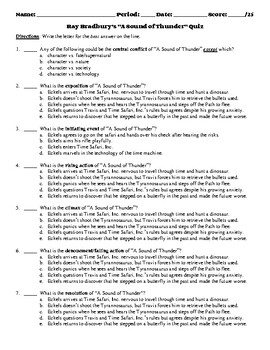 Preview of Ray Bradbury's "A Sound of Thunder" 25-Question Multiple Choice Quiz