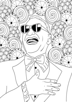 Preview of Ray Charles Music Legend Coloring Page Black History Month