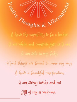 Preview of Rays- Positive Affirmations Poster