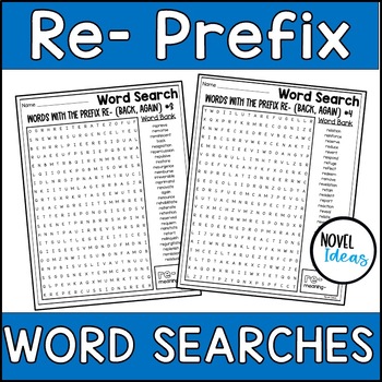 Preview of Re- Prefix Word Searches Reading Vocabulary Affix Review- Words with Prefix Re-