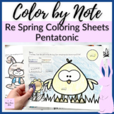 Re Spring Color by Note Worksheets // Solfege coloring she