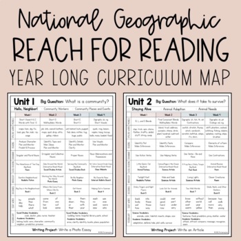 Preview of Reach for Reading Curriculum Map & Pacing Guide 2nd Grade | Nat Geo