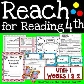 Preview of Reach for Reading 4th Grade Unit 1 Part 1 | National Geographic Printables