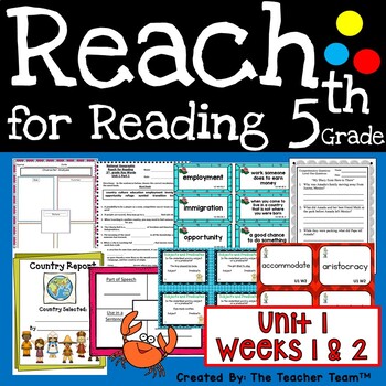 Preview of Reach for Reading 5th Grade Unit 1 Part 1 | National Geographic Printables