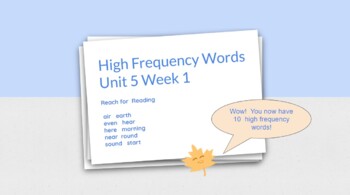 Preview of Reach for Reading Unit 5 Weeks 1-4 High Frequency Word Videos - Remote Learning