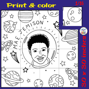 Preview of Reach for the Stars: Mae Jemison Collaborative Coloring Poster Activities/crafts
