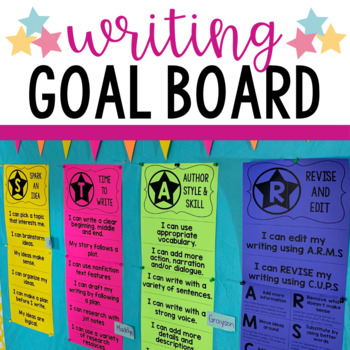 Writing Student Goal Board for Writer's Workshop and Ignited Literacy