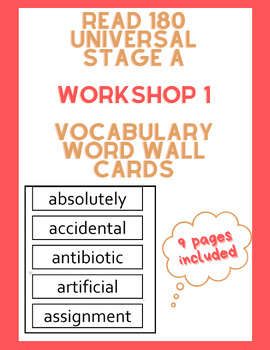 Preview of Read 180 Universal Stage A Workshop 1 Vocabulary Word Wall/Bulletin Board
