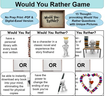 Preview of End of Year Activities: Fun Would You Rather Game Cards(No Prep-Print & Easel)