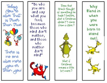 Read Across America Bookmarks (Dr.Seuss Theme) by A Little Bit of Lit