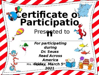 Preview of Read Across America Certificate