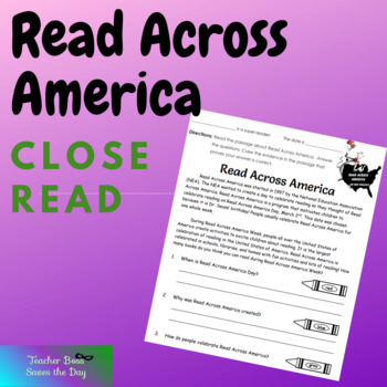 Preview of Read Across America Close Read + Text Evidence
