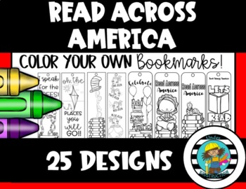 Preview of Read Across America Coloring Bookmarks| Printable Bookmarks to Color