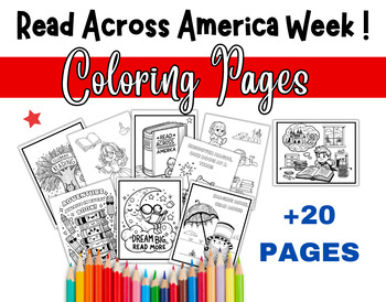 Preview of Read Across America Day COLORING PAGES | Reading Coloring Pages | Reading Poster