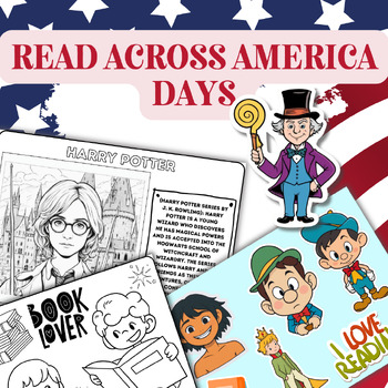 Preview of Read Across America Days | reading | coloring Pages | stick puppets | stickers
