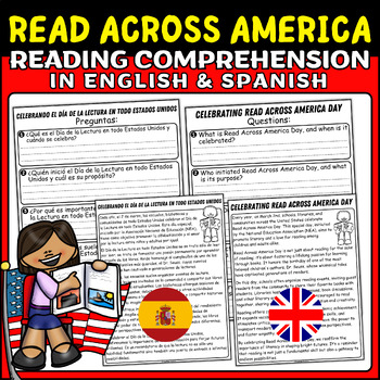 Preview of Read Across America Nonfiction Reading Passages & Questions In English & Spanish