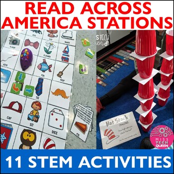 Preview of Silly STEAM Challenges Read Across America STEM Activities Bulletin Board Coding