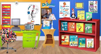 Preview of Read Across America/Seuss Inspired Library of Rooms
