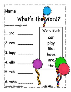 read across america sight word scramble by kendell walker tpt