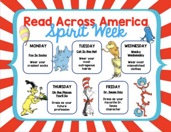 Preview of Read Across America Spirit Week Flyer
