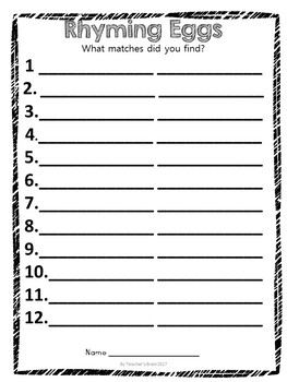 Rhyming Worksheets Activities | Kindergarten | First Grade | TpT