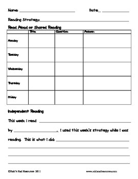 Read Aloud Journal - A Simple Way to Teach Reading Strategies | TpT