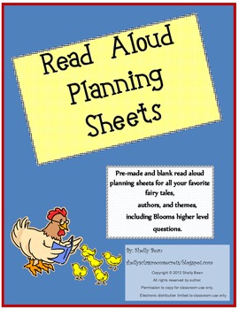 Preview of Read Aloud Plan Sheets (Bloom's higher level questions)
