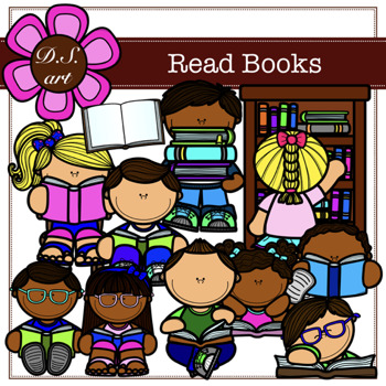 Preview of Read Books Digital Clipart (color and black&white)